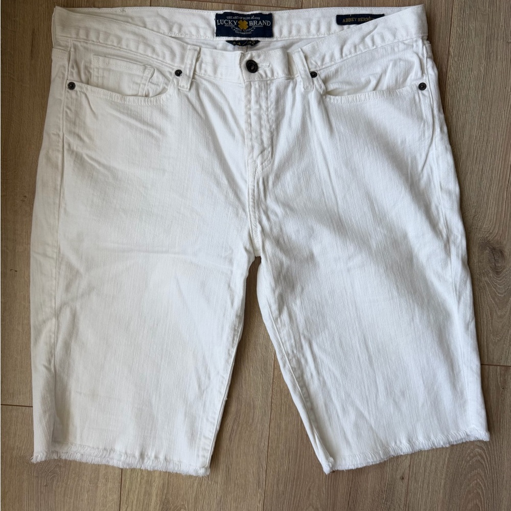 Lucky Brand White Denim Cutoff  Bermuda Shorts size 14 Jorts